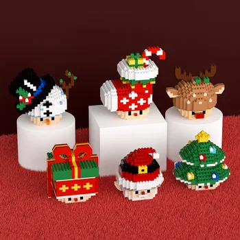 Дядо Коледа е Коледна елха, Снежен човек и Мини Градивни елементи Дърво Елен Мечка Отглеждане на 3D модел Фигурка Микро Тухла Играчки за деца Подаръци