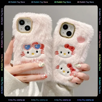 Калъф за телефон Kawaii Sanrio Сладко Hello Kitty Модел от Картун iPhone 15 14 Плюс 12 13 11 Promax Против Drop Меки Калъфи За iPhone Cover Girl Gift
