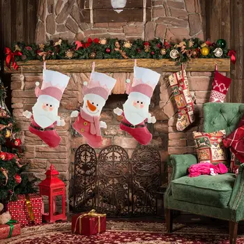 Коледни чорапи, Снежен човек, Дядо Коледа, Окачен чорап, окачване, Коледен подарък, чанта за бонбони за дома