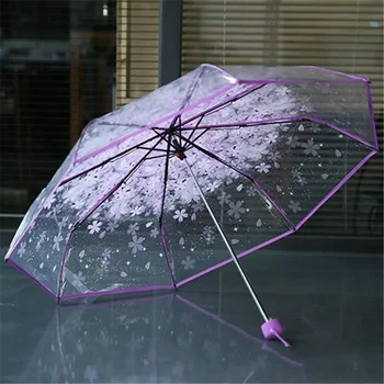 Нов сгъваем чадър с ръчно управление, прозрачен сгъваем ветро - и водоустойчив чадър, дамски чадър от дъжд, чадър