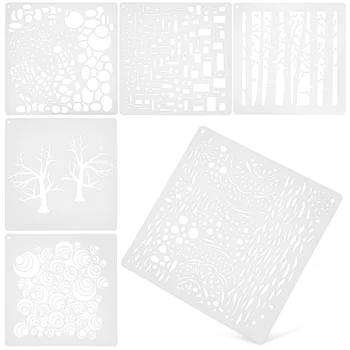 шаблони за рисуване 6шт за Многократна употреба Шаблони за рисуване на Шаблони с геометрични фигури дървета